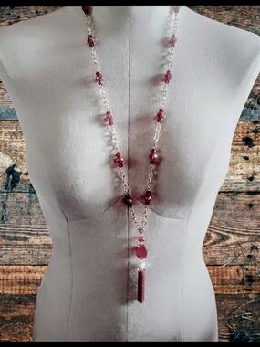 Long Beaded Tassel Necklace -